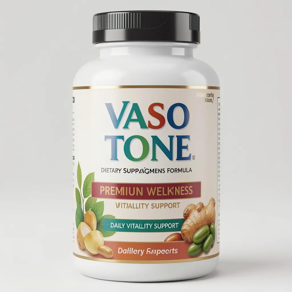 Vaso Tone dietary supplement bottle containing premium wellness formula for daily vitality support